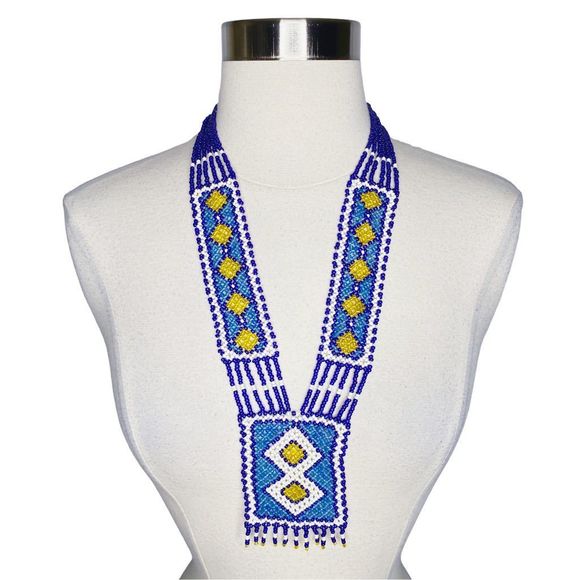 Vintage Handmade Woven Seed Bead Tapestry Necklace - Picture 1 of 4